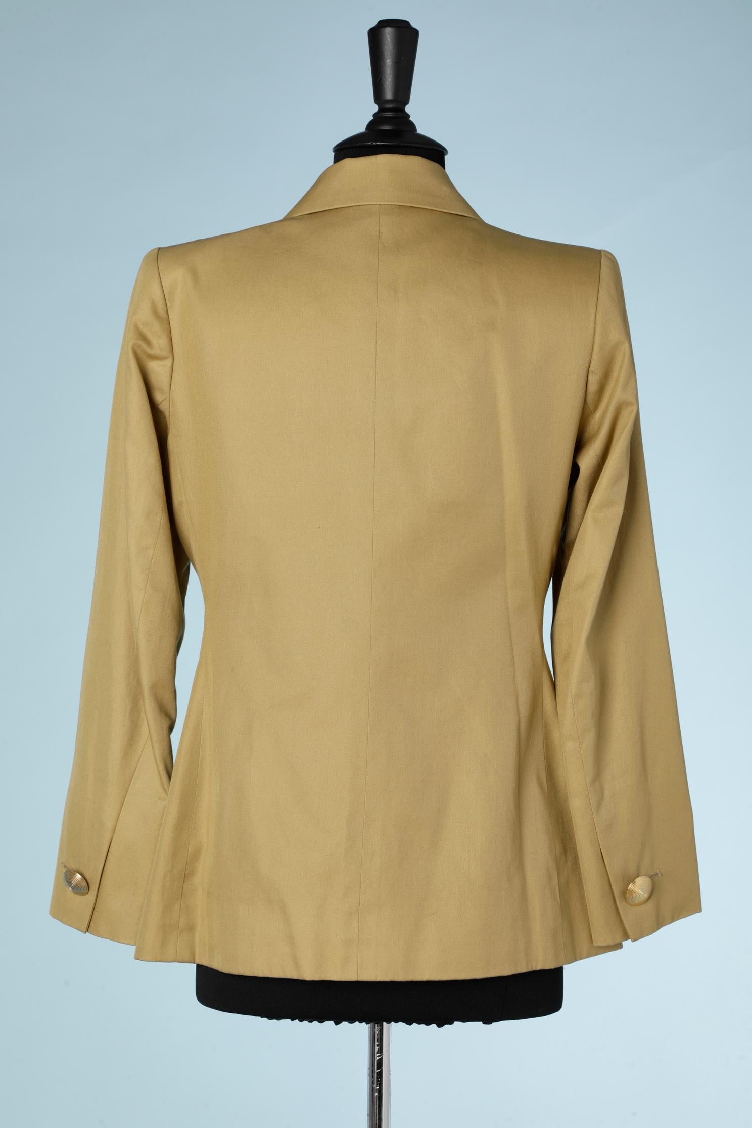 Women's Mustard green cotton  jacket with gold metal buttons YSL Rive Gauche  For Sale