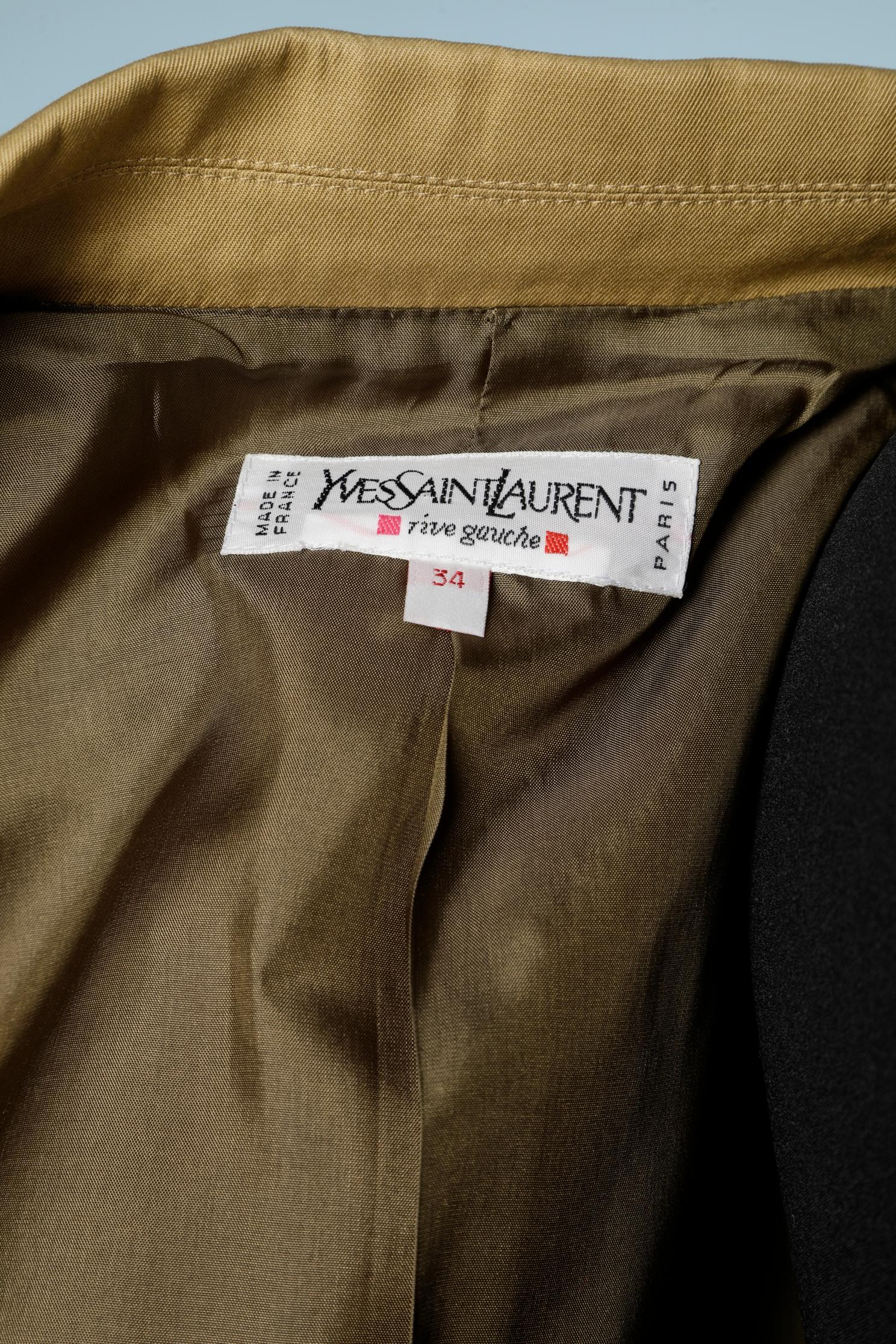Mustard green cotton  jacket with gold metal buttons YSL Rive Gauche  For Sale 1