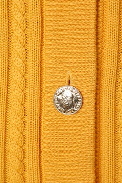 Mustard knit cardigan with gold metal buttons Yves Saint Laurent Rive Gauche
