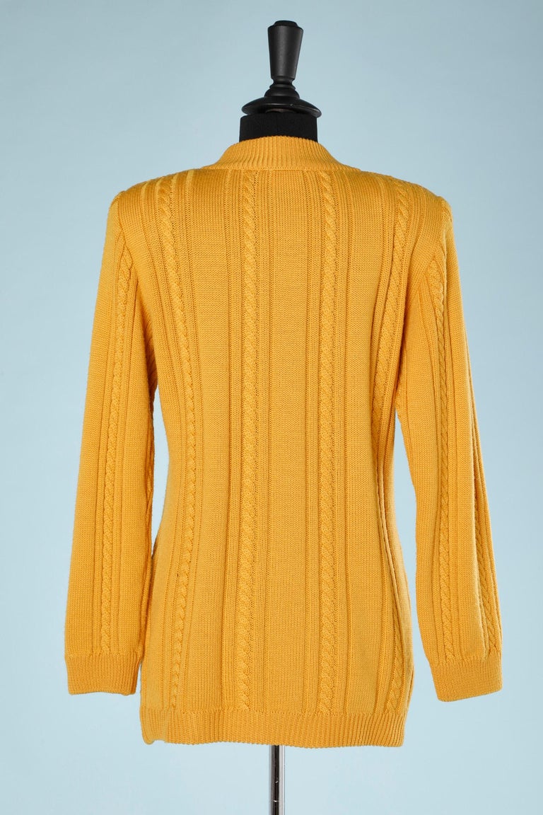 Strickjacke Pullover Damen Senf Senf Gestrickte Strickjacke Mit