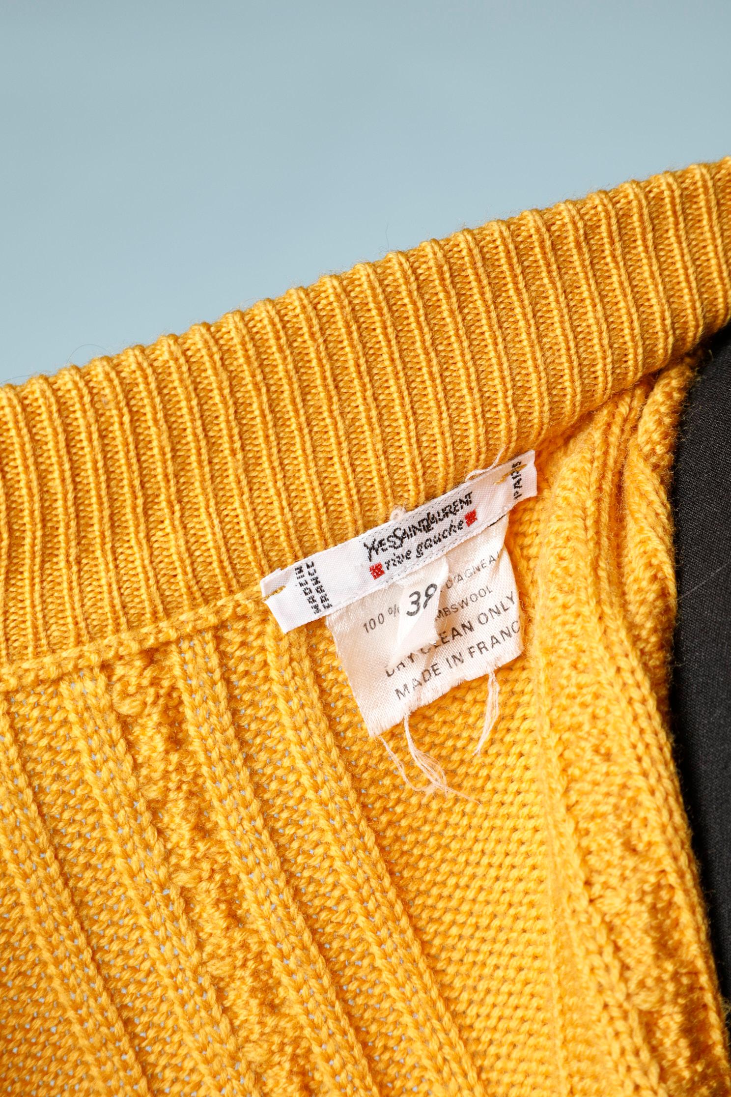 Gold Mustard knit cardigan with gold metal buttons Yves Saint Laurent Rive Gauche For Sale