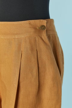 Mustard linen bermuda with pocket on both side and back MONTANA Circa 1980's