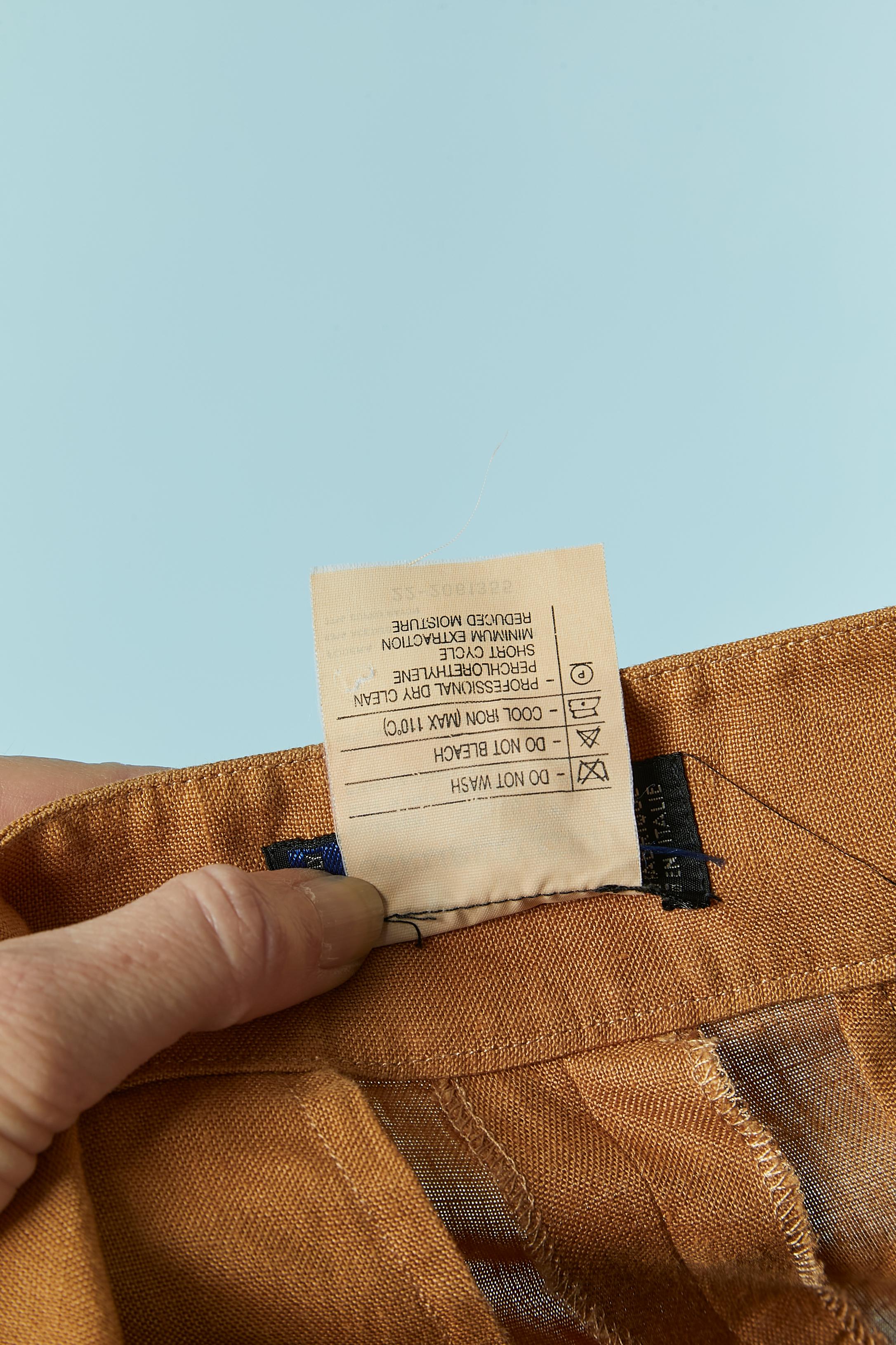 Mustard linen bermuda with pocket on both side and back MONTANA  Circa 1980's For Sale 1