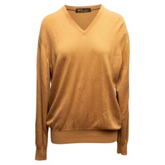 Mustard Loro Piana Cashmere V-Neck Sweater Size IT 54