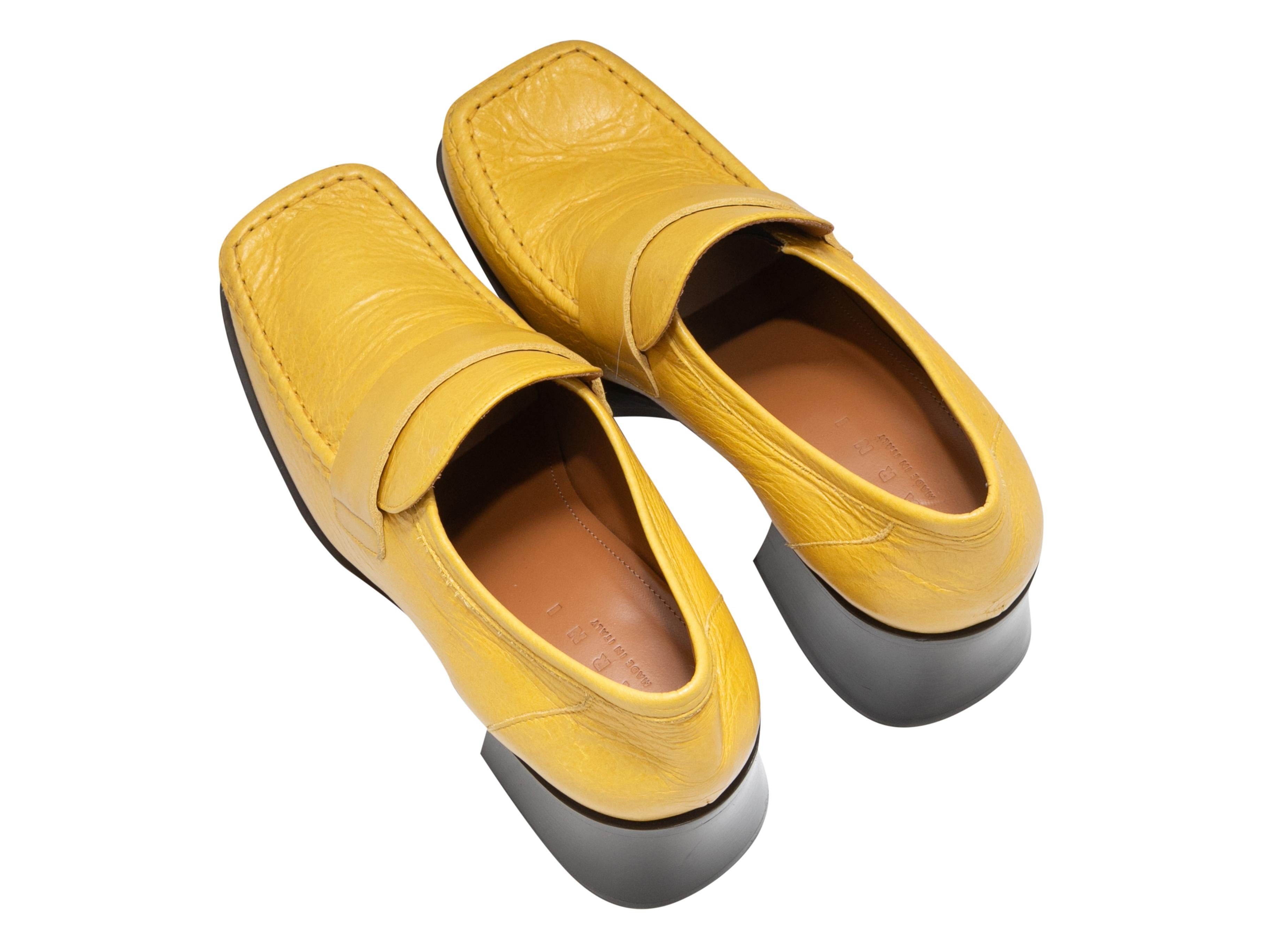 Orange Marni - Mocassins à plateforme en cuir moutarde, taille 39 en vente