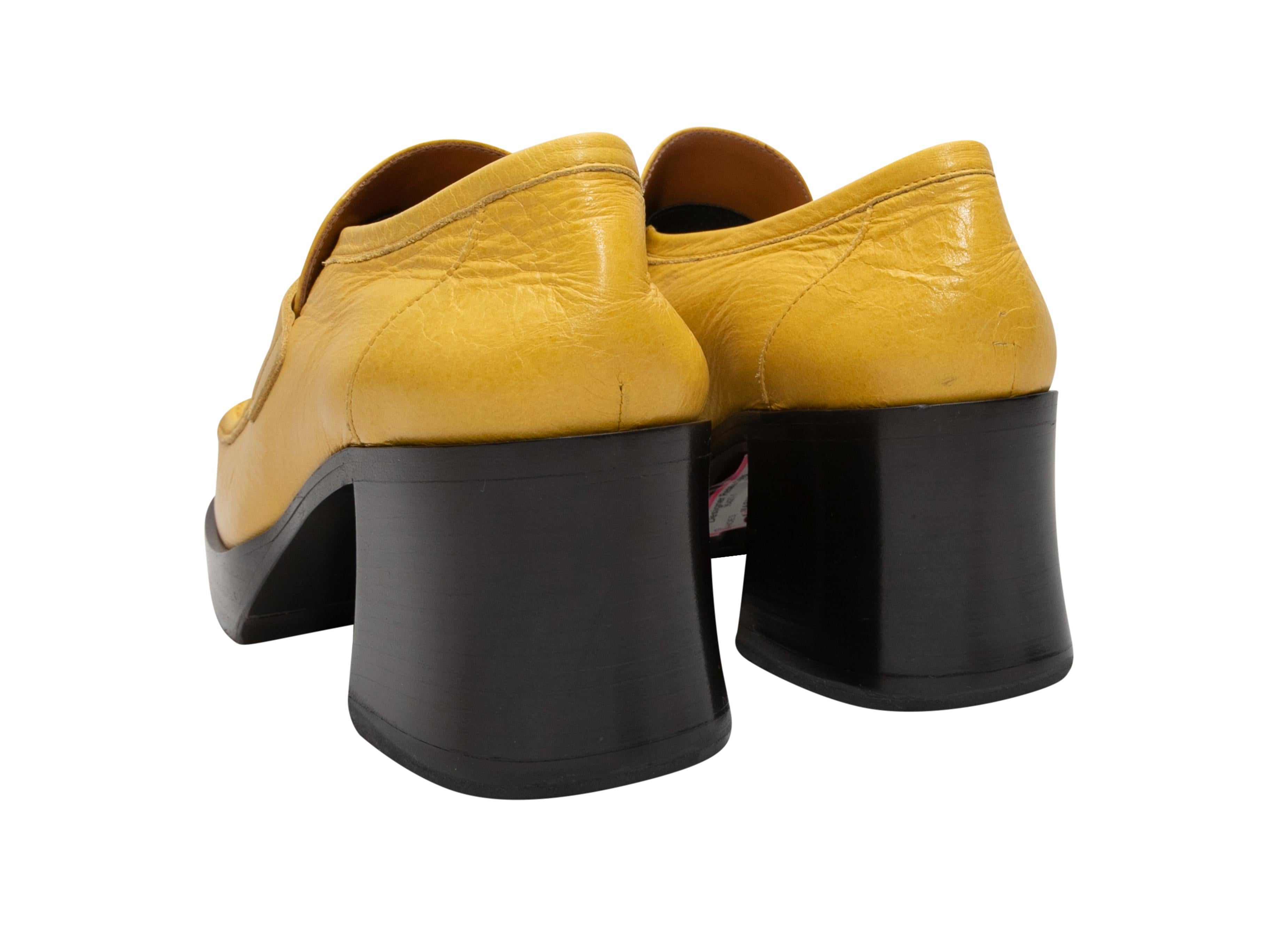 Marni - Mocassins à plateforme en cuir moutarde, taille 39 Bon état - En vente à New York, NY
