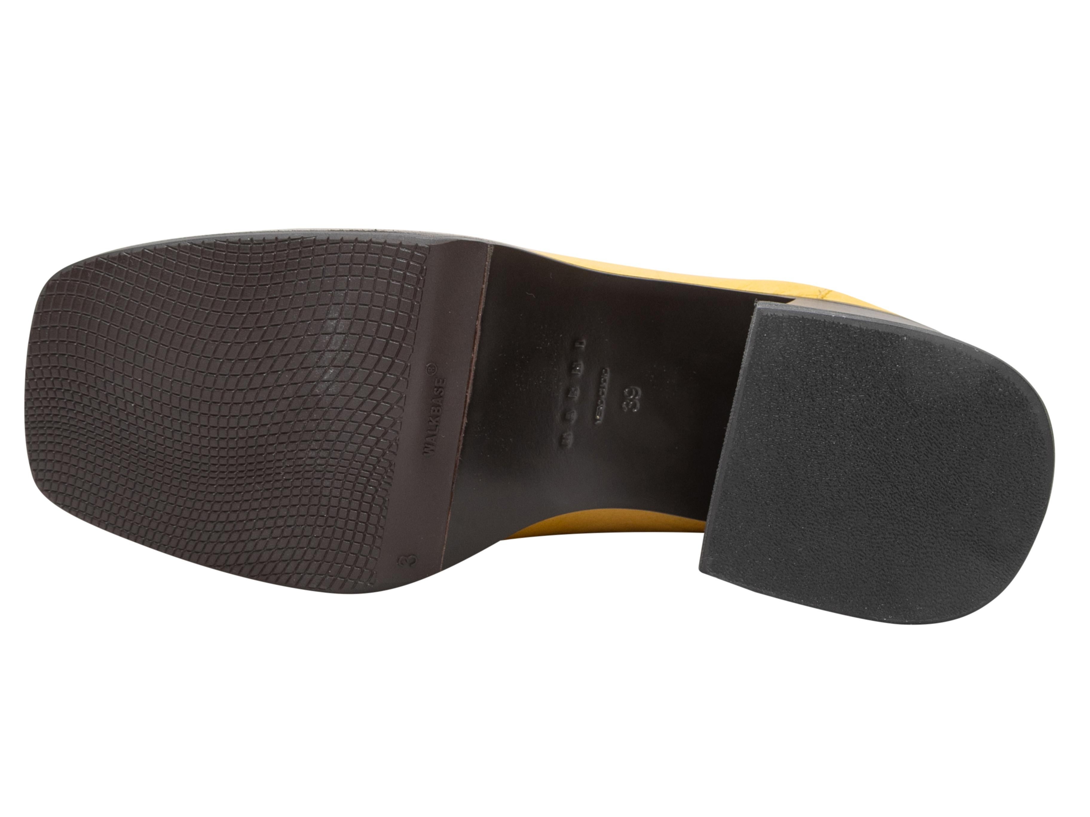 Marni - Mocassins à plateforme en cuir moutarde, taille 39 Pour femmes en vente