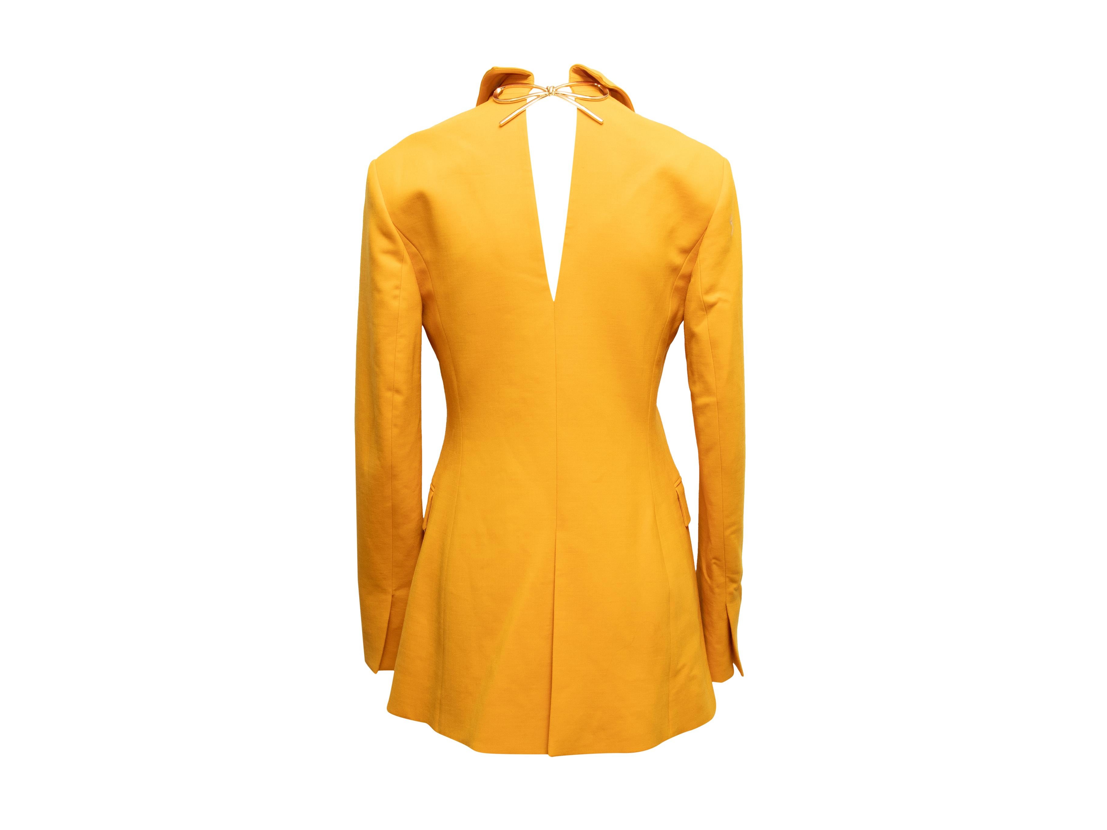 Mustard Oscar de la Renta Fall 2021 Virgin Wool Bow Blazer In Excellent Condition For Sale In New York, NY