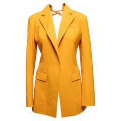 Mustard Oscar de la Renta Fall 2021 Virgin Wool Bow Blazer