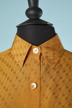 Mustard silk jacquard shirt G.Gucci Circa 1970's