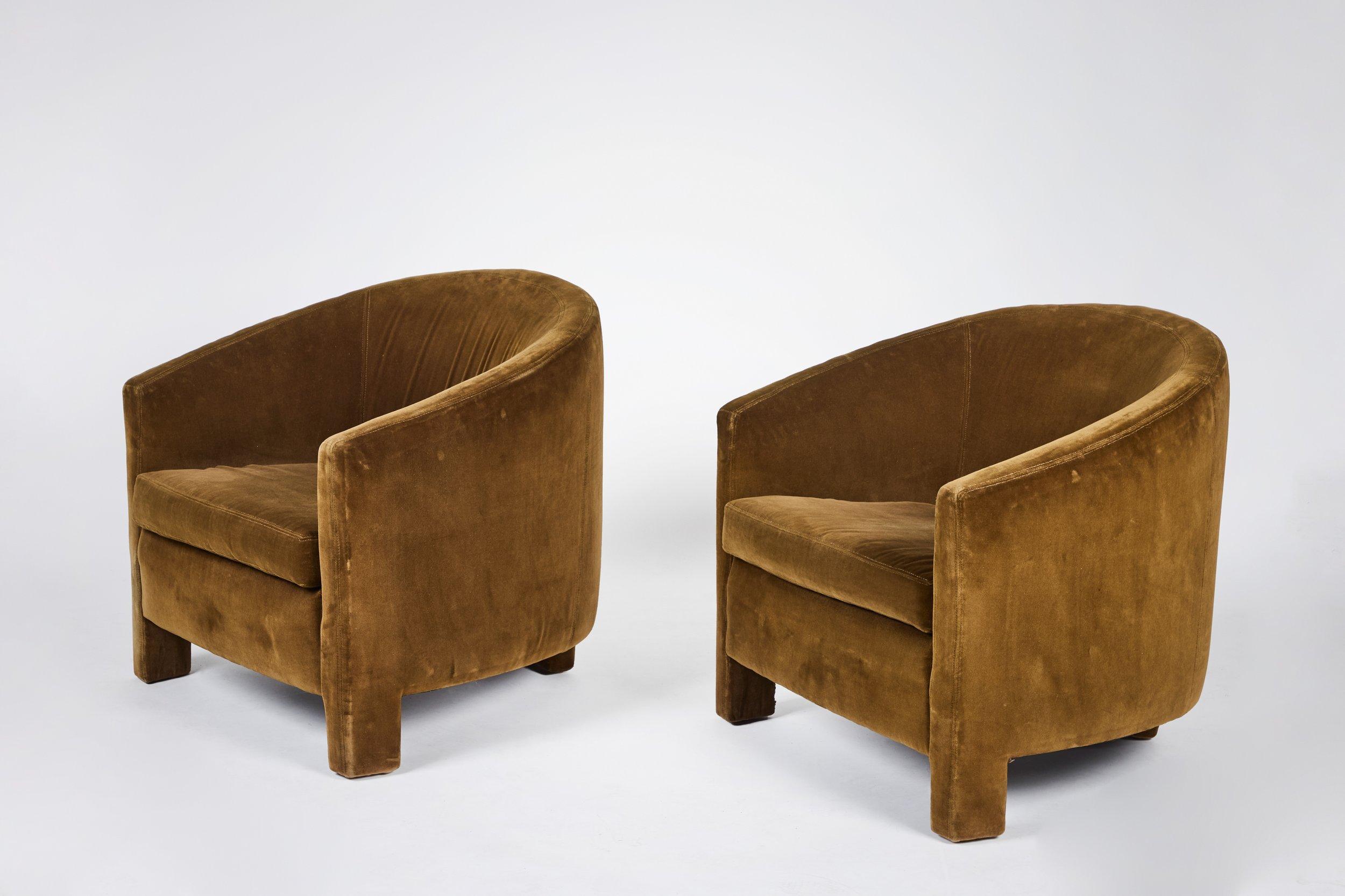 Sillones de terciopelo mostaza Italiano en venta