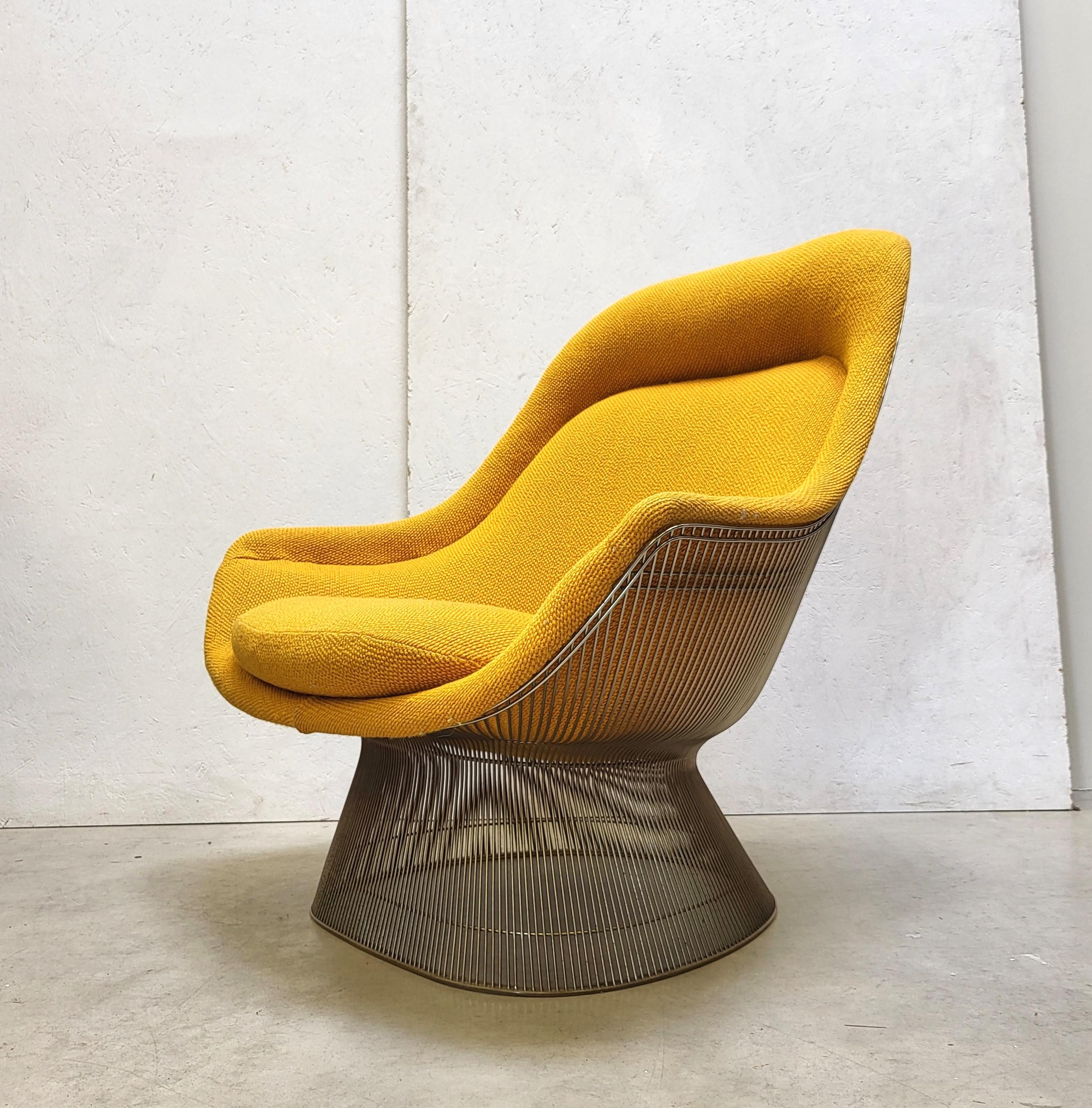 Hand-Crafted Mustard Warren Platner Easy Lounge Chair for Knoll, 1980s