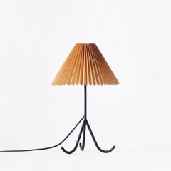 Mustard Waxed Paper Table Lamp with Black Metal Base, Model Geraldine