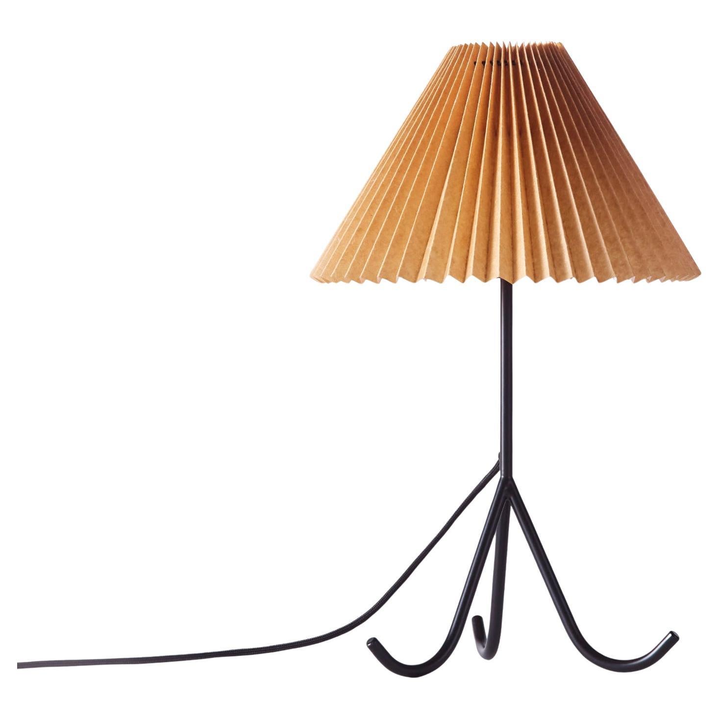 Mustard Waxed Paper Table Lamp with Black Metal Base, Model Geraldine
