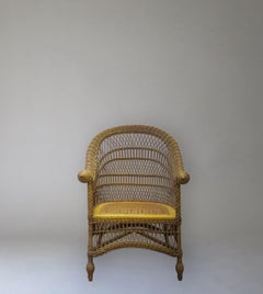 Mustard Wicker Arts and Crafts Armchair, England