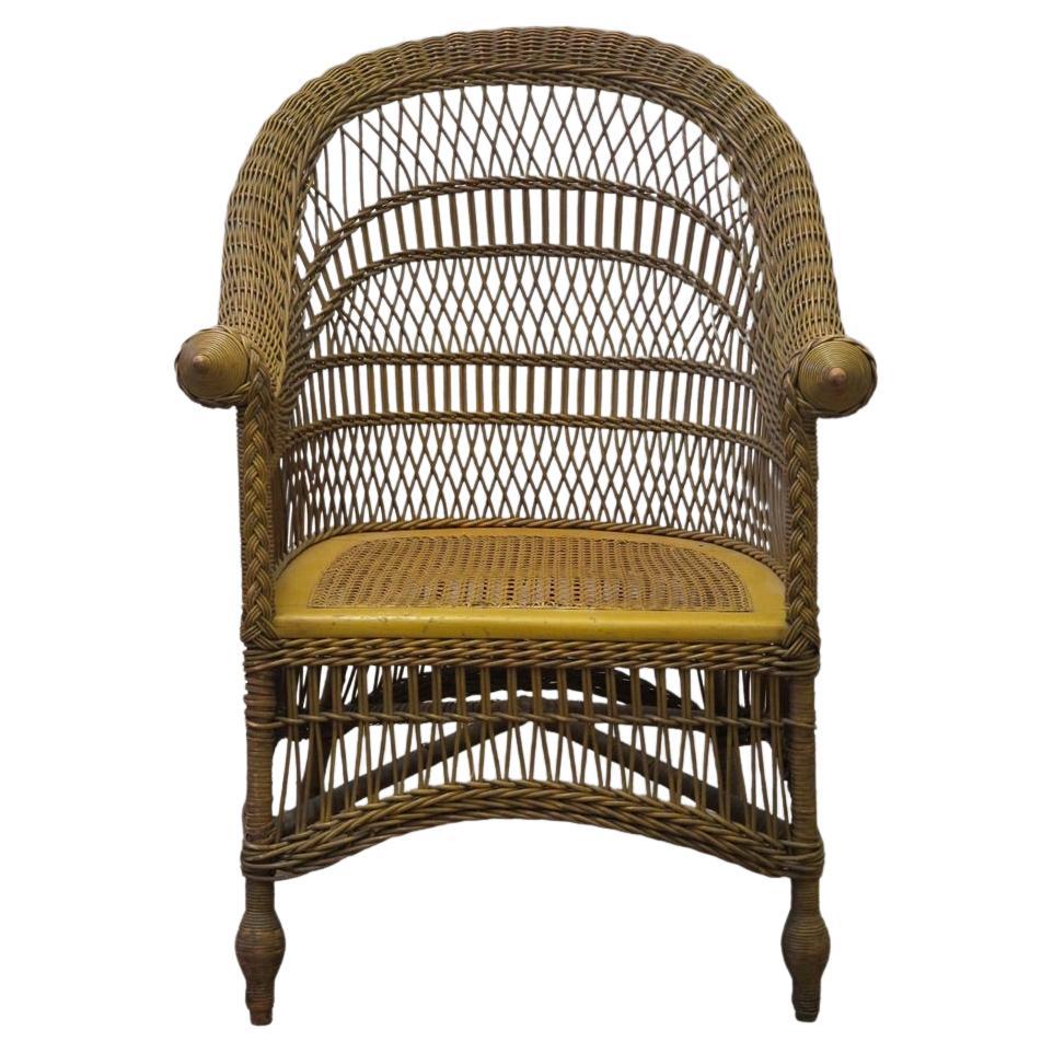 Mustard Wicker Arts and Crafts Armchair, England