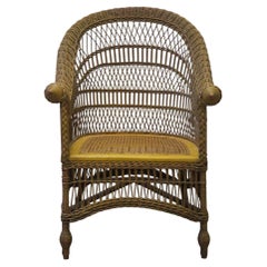 Arts and Crafts-Sessel aus senffarbener Korbweide, England
