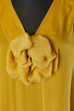 Mustard yellow blouse with fabric flower LANVIN by Alber Elbaz