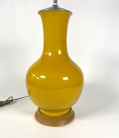 Mustard Yellow Ceramic 1950s Italian Table Lamp w/ Chromed Hardware