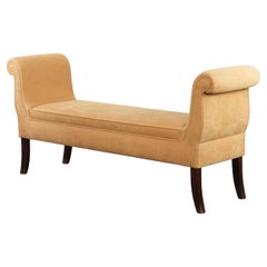 Mustard yellow fabric vintage bench from the late 20th century