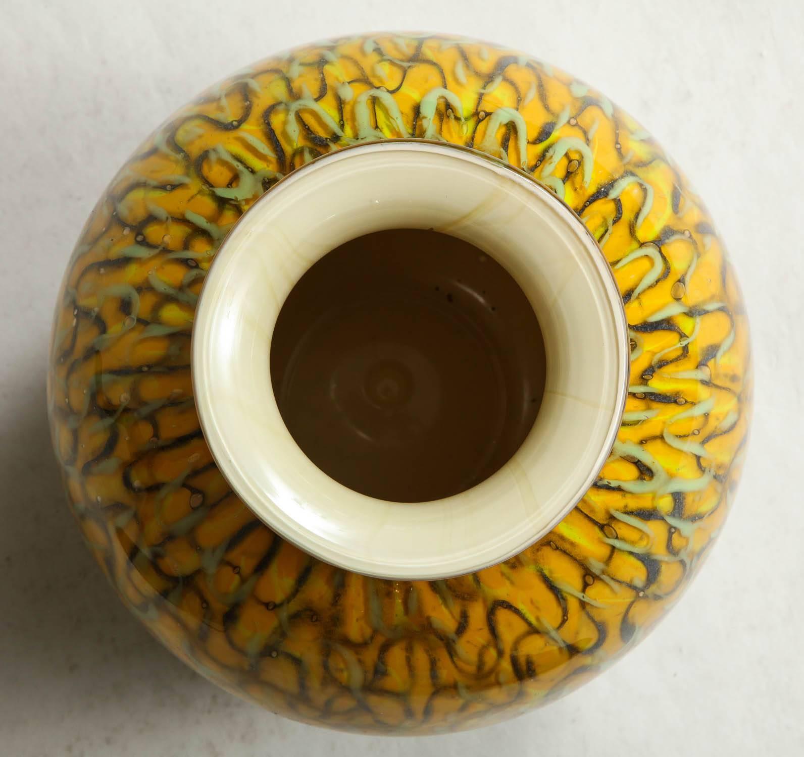 Glass Mustard Yellow Globe Vase