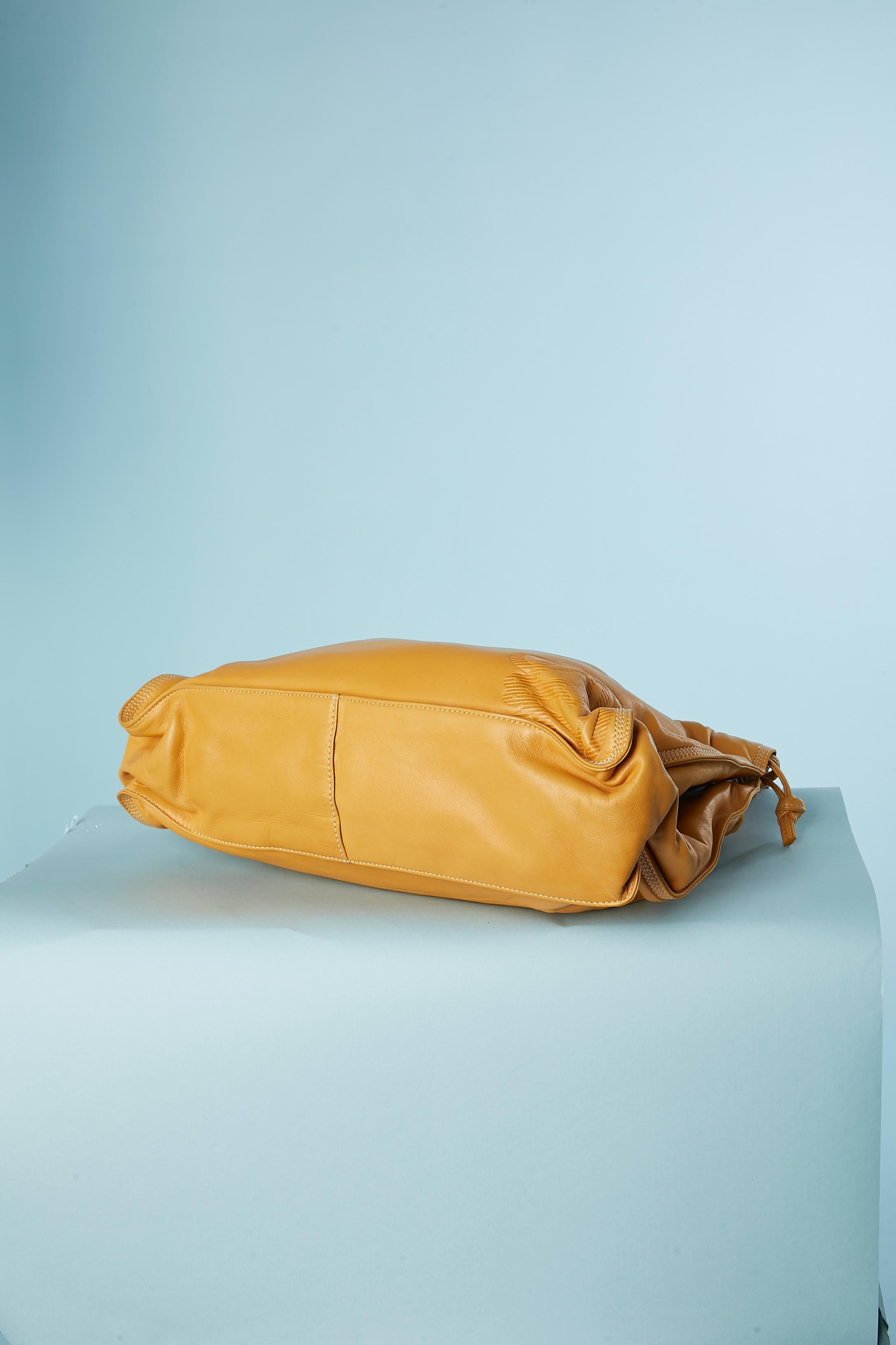 Women's or Men's Mustard yellow leather drawstrings bag Loewe Numbered  For Sale