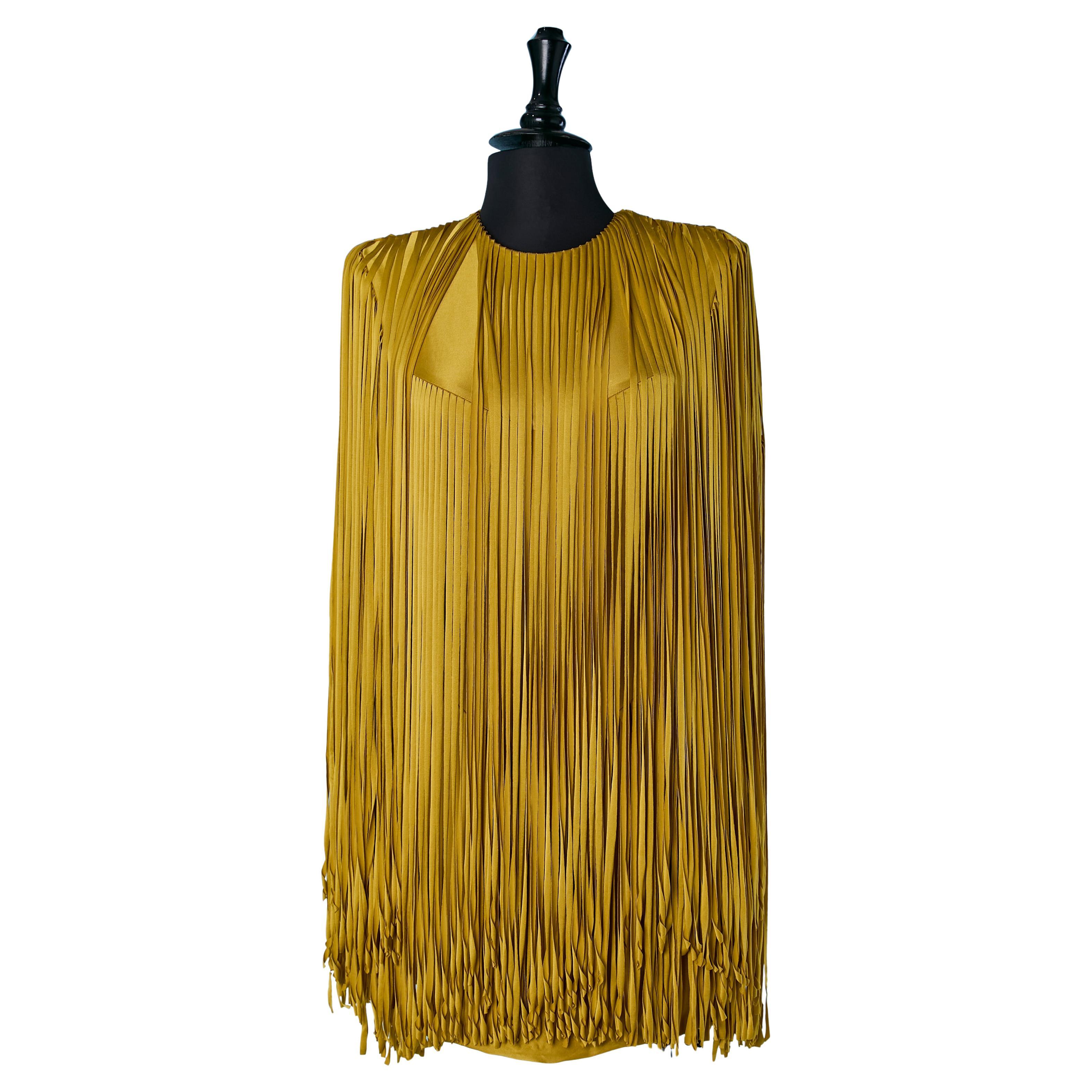 Senfgelbes Minikleid mit Fransen ALEXANDRE VAUTHIER im Angebot