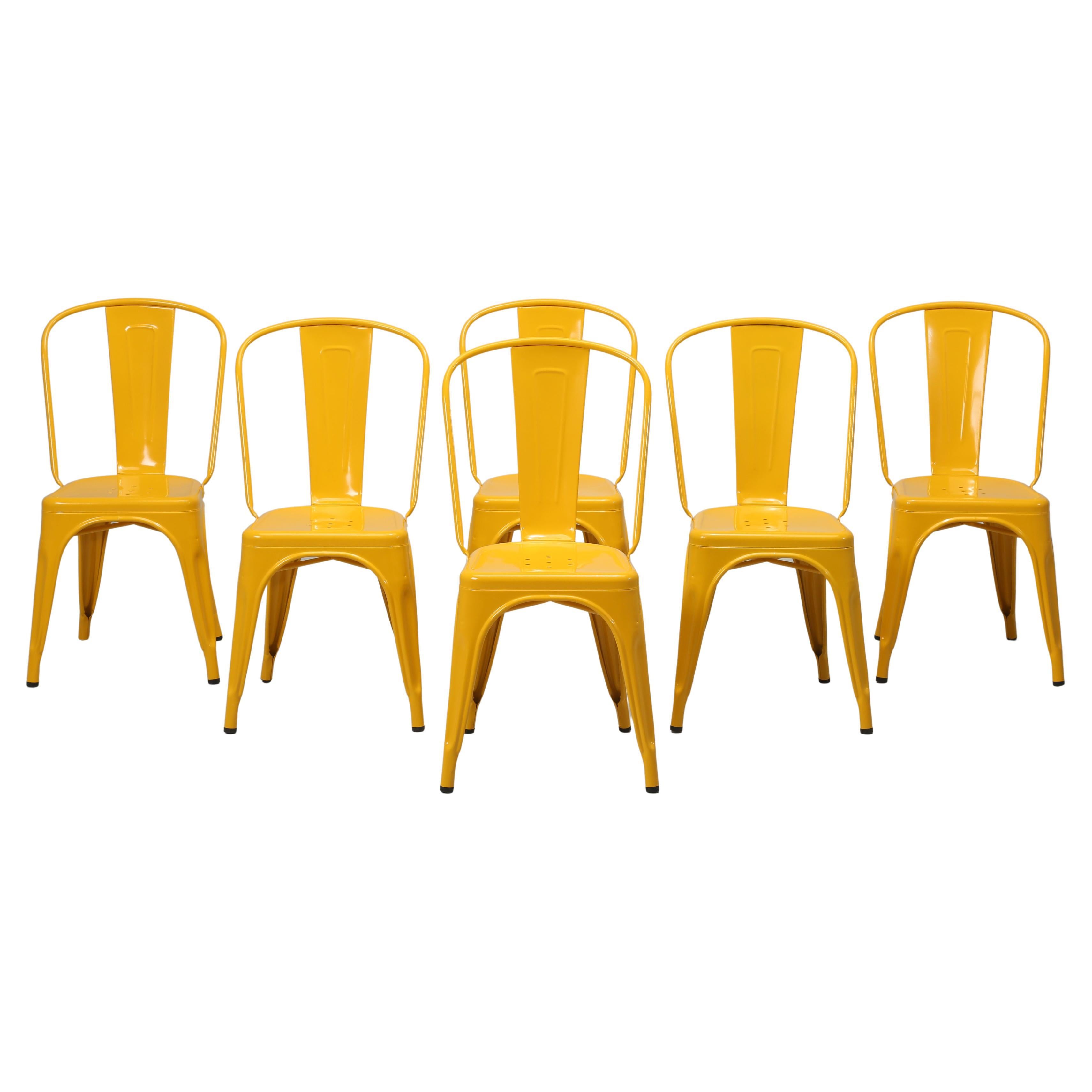 Mustard Yellow Original French Tolix Stacking Chairs - Set of (6)