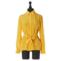 Chemise en soie jaune moutarde CELINE