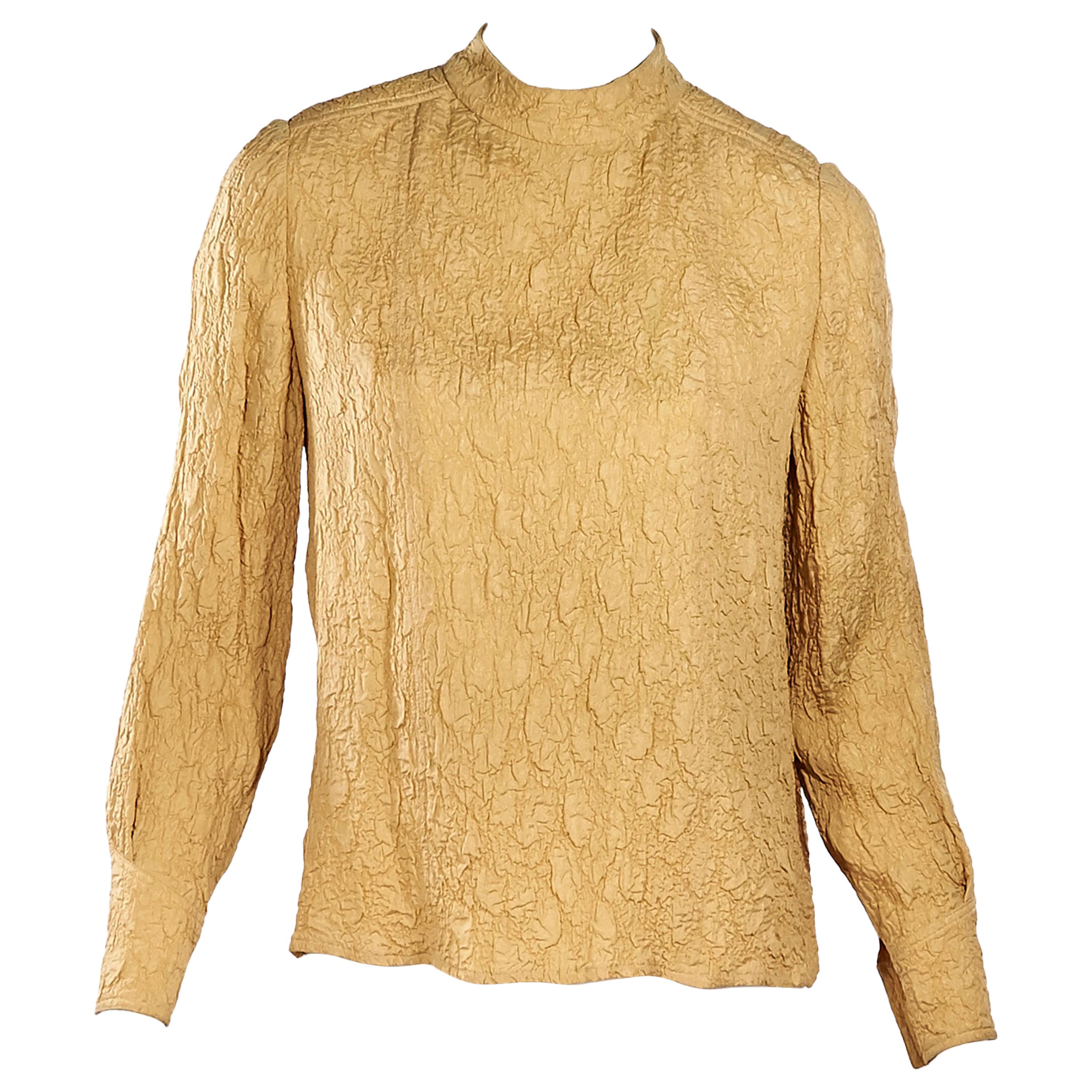 Mustard Yellow Vintage Chanel Silk Crepe Blouse