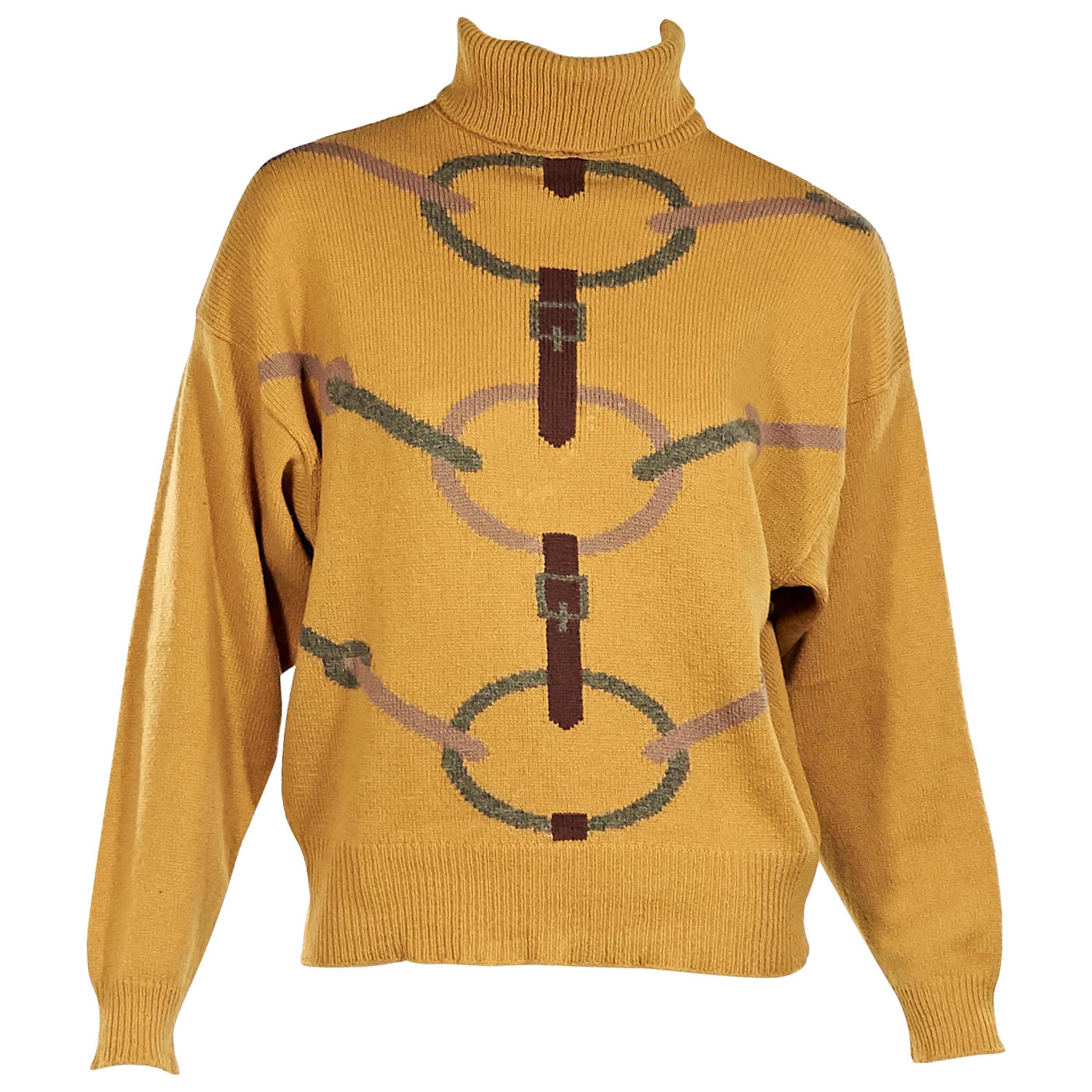 Mustard Yellow Vintage Hermes Turtleneck Sweater