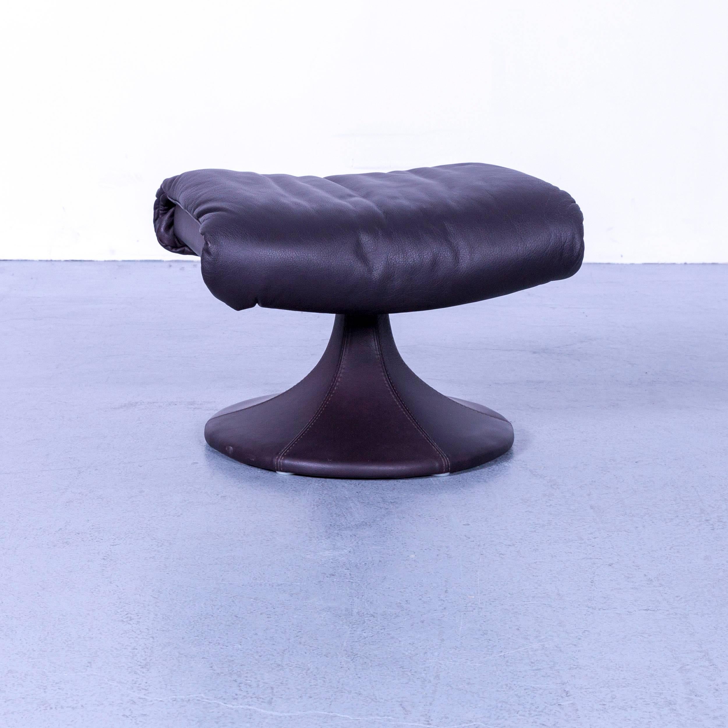 Musterring Designer Purple Leather Corner Sofa Set and Foot-Rest 4