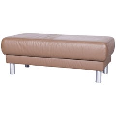 Musterring Designer Leather Footstool Brown Bench