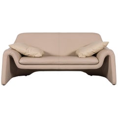 Musterring Designer Leather Sofa Beige Crème Two-Seat Couch For Sale at  1stDibs