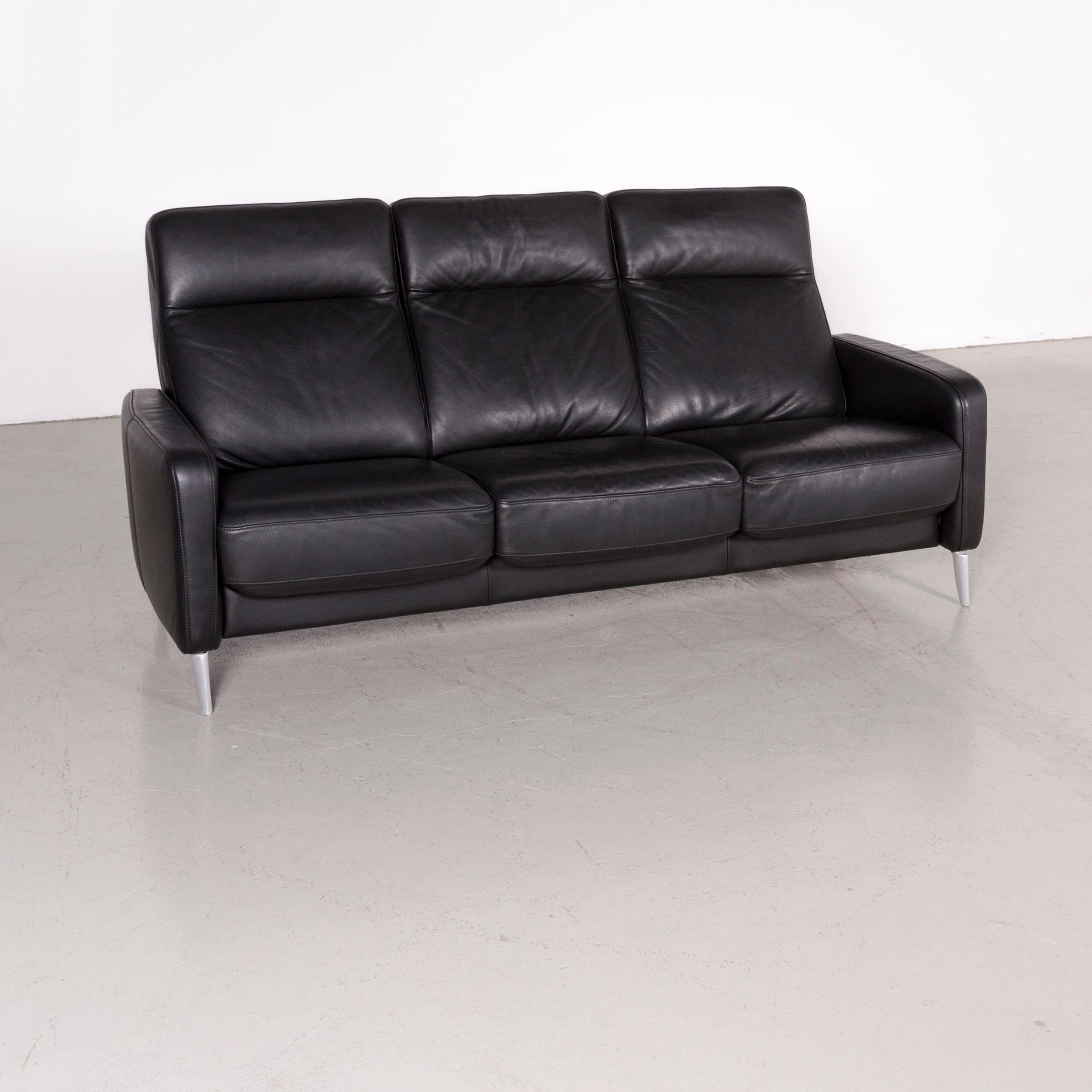 Musterring designer leather sofa black three-seat couch.