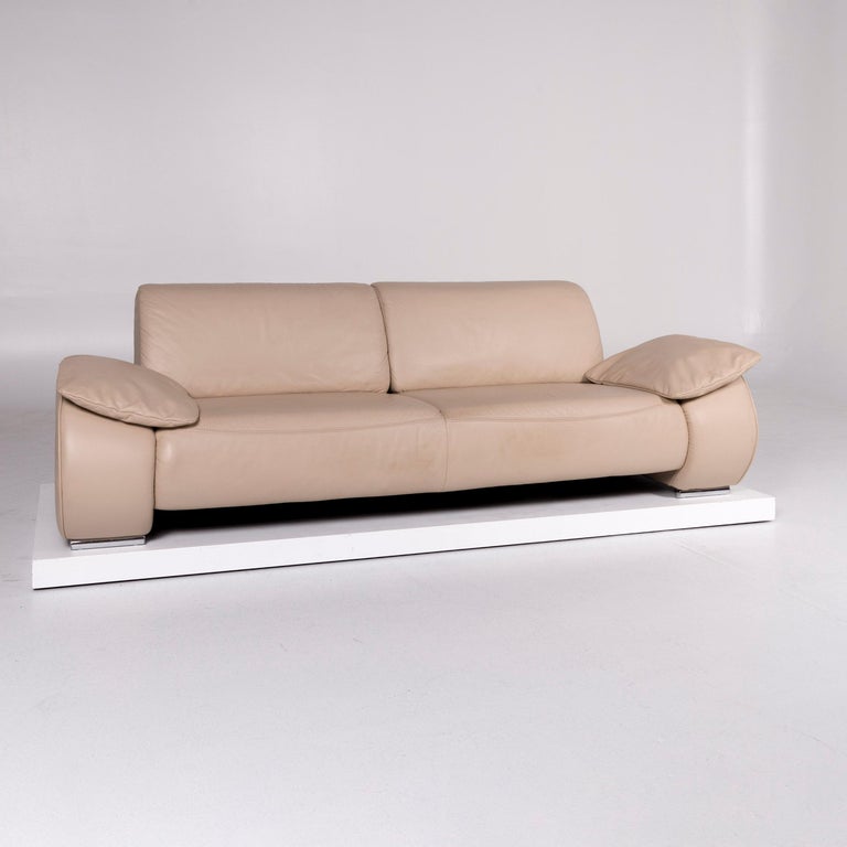 Musterring Designer Leder Sofa Beige Dreisitzer at 1stDibs