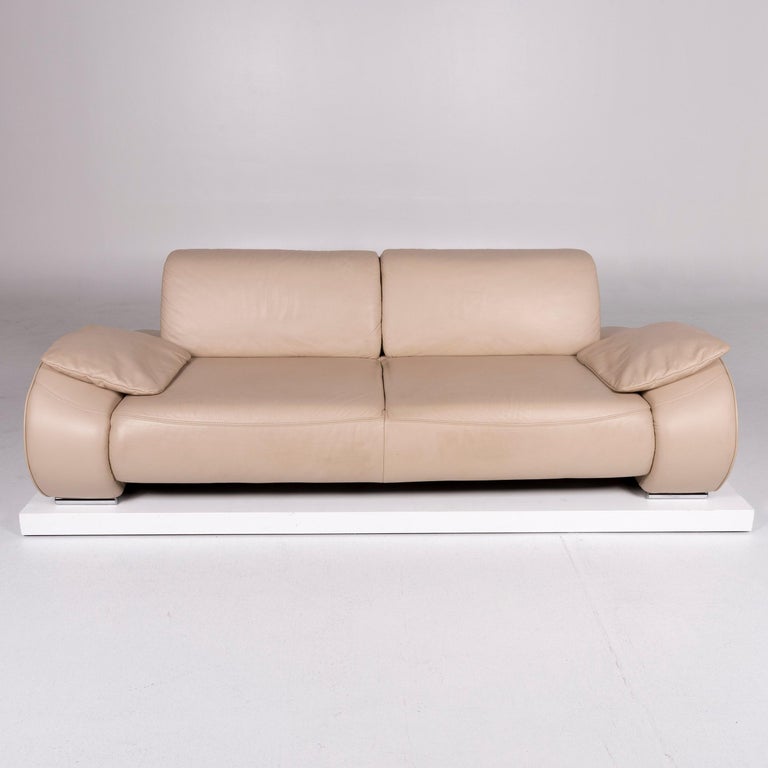 Musterring Designer Leder Sofa Beige Dreisitzer For Sale ...