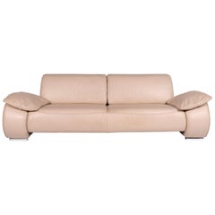 Musterring Designer Leder-Sofa Beige Dreisitzer