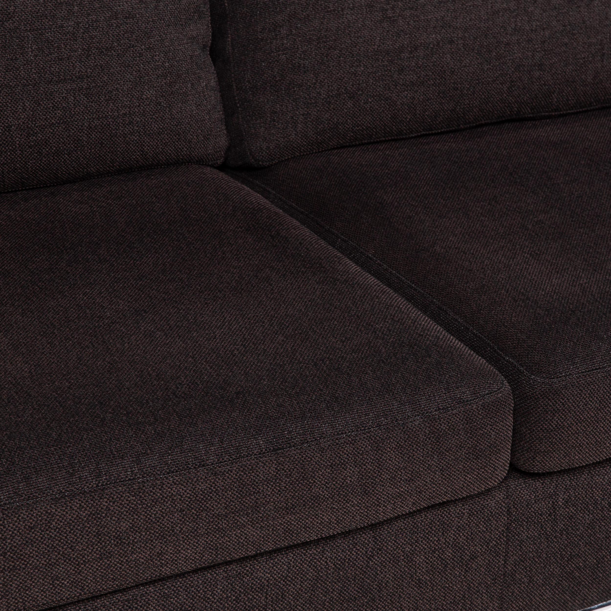 European Musterring Fabric Corner Sofa Brown Dark Brown Couch