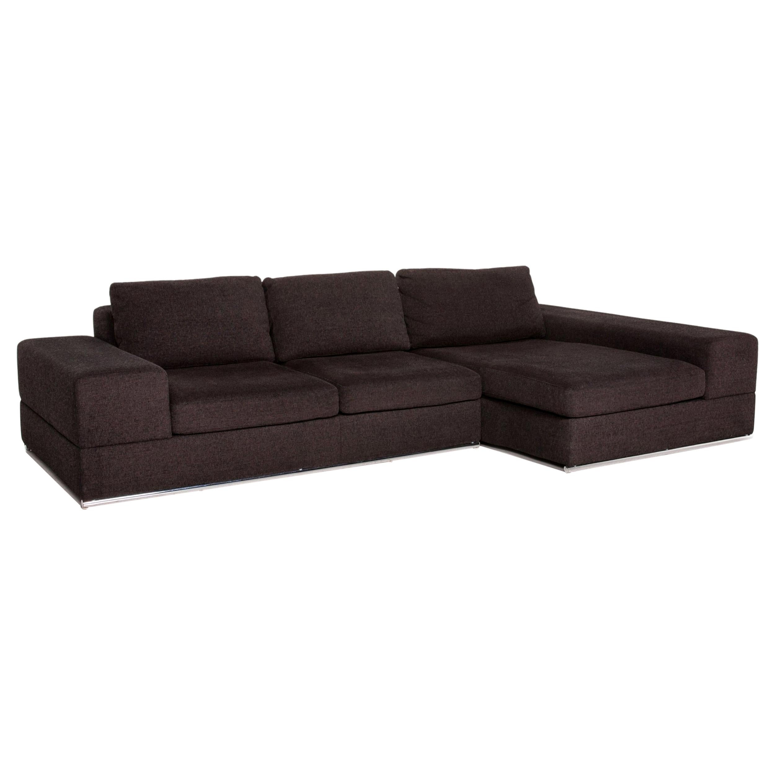 Musterring Fabric Corner Sofa Brown Dark Brown Couch