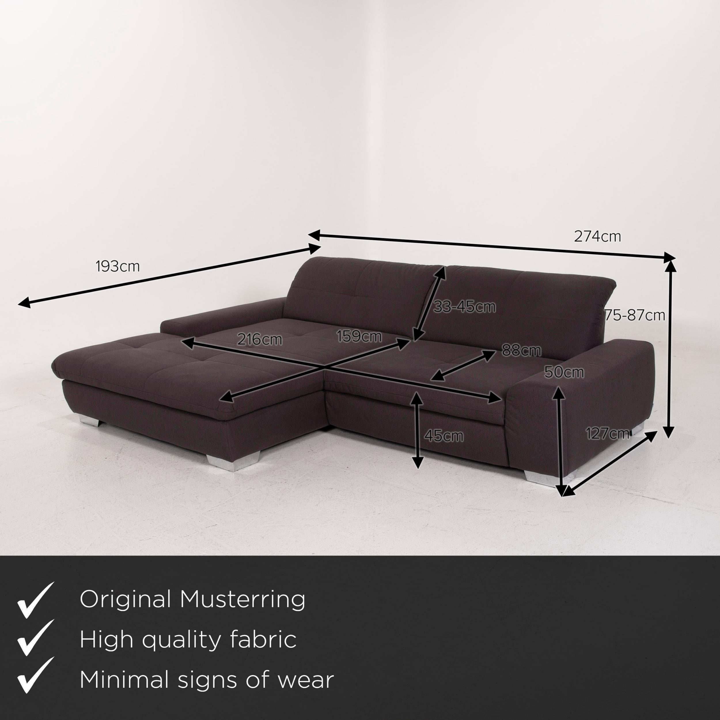 We present to you a Musterring fabric sofa anthracite corner sofa.

 

 Product measurements in centimeters:
 

Depth 193
Width 193
Height 75
Seat height 45
Rest height 50
Seat depth 159
Seat width 216
Back height 33.