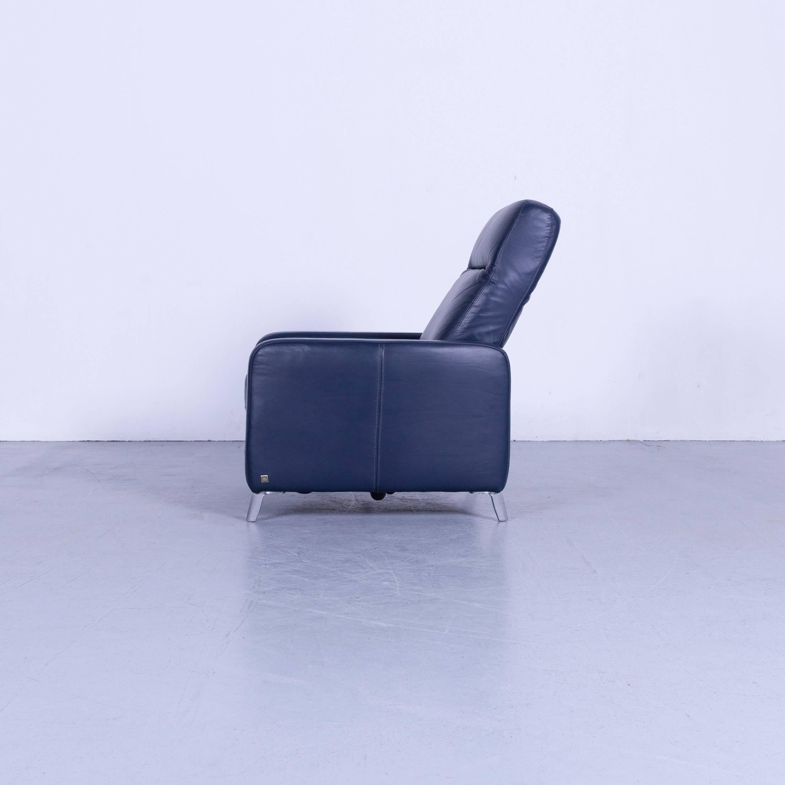 Musterring Leather Armchair Blue One-Seat Recliner 6