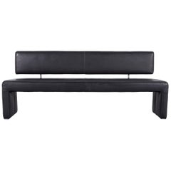 Musterring Leather Bench Black Two-Seat Couch