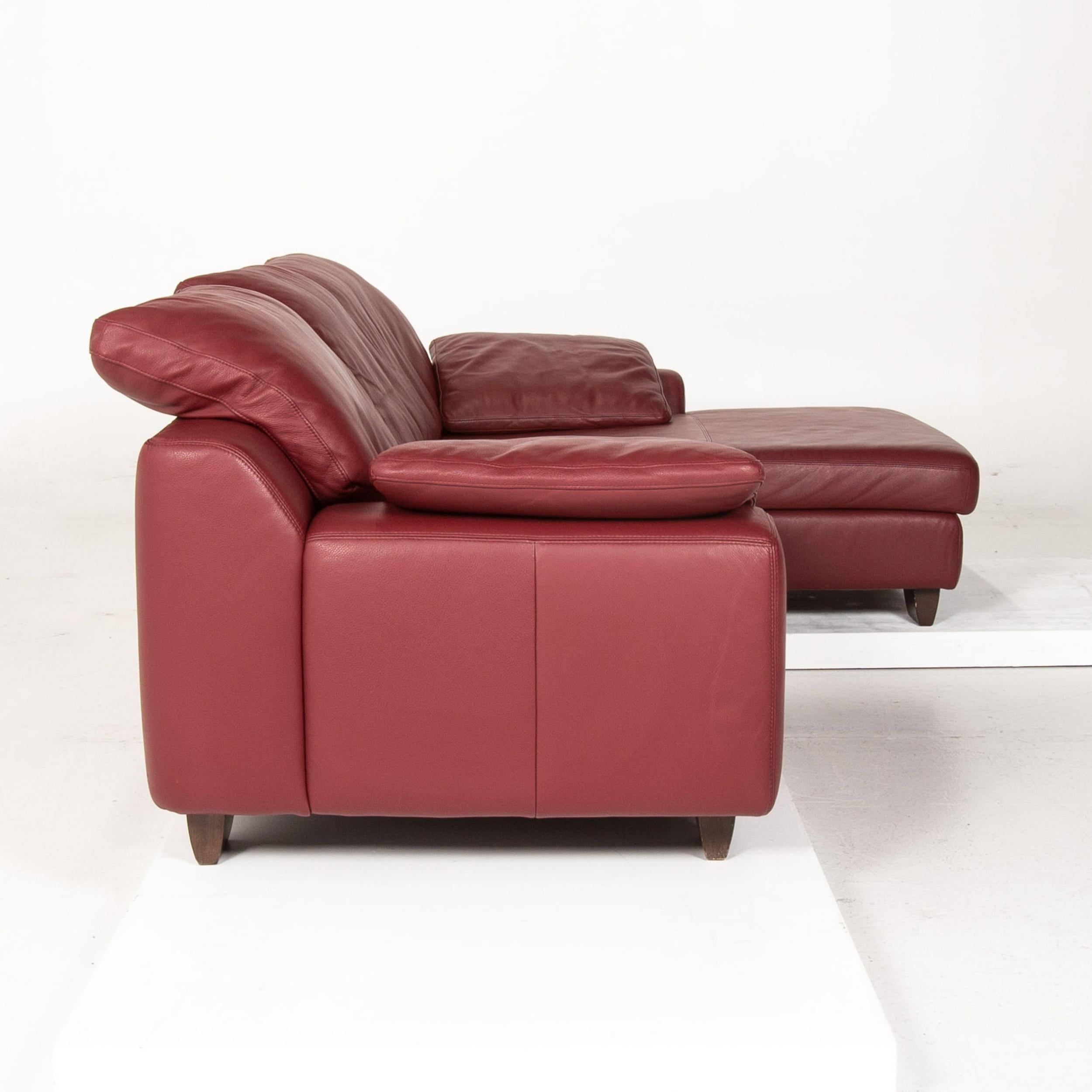 Musterring Leather Corner Sofa Red Dark Red Sofa Couch For Sale 2