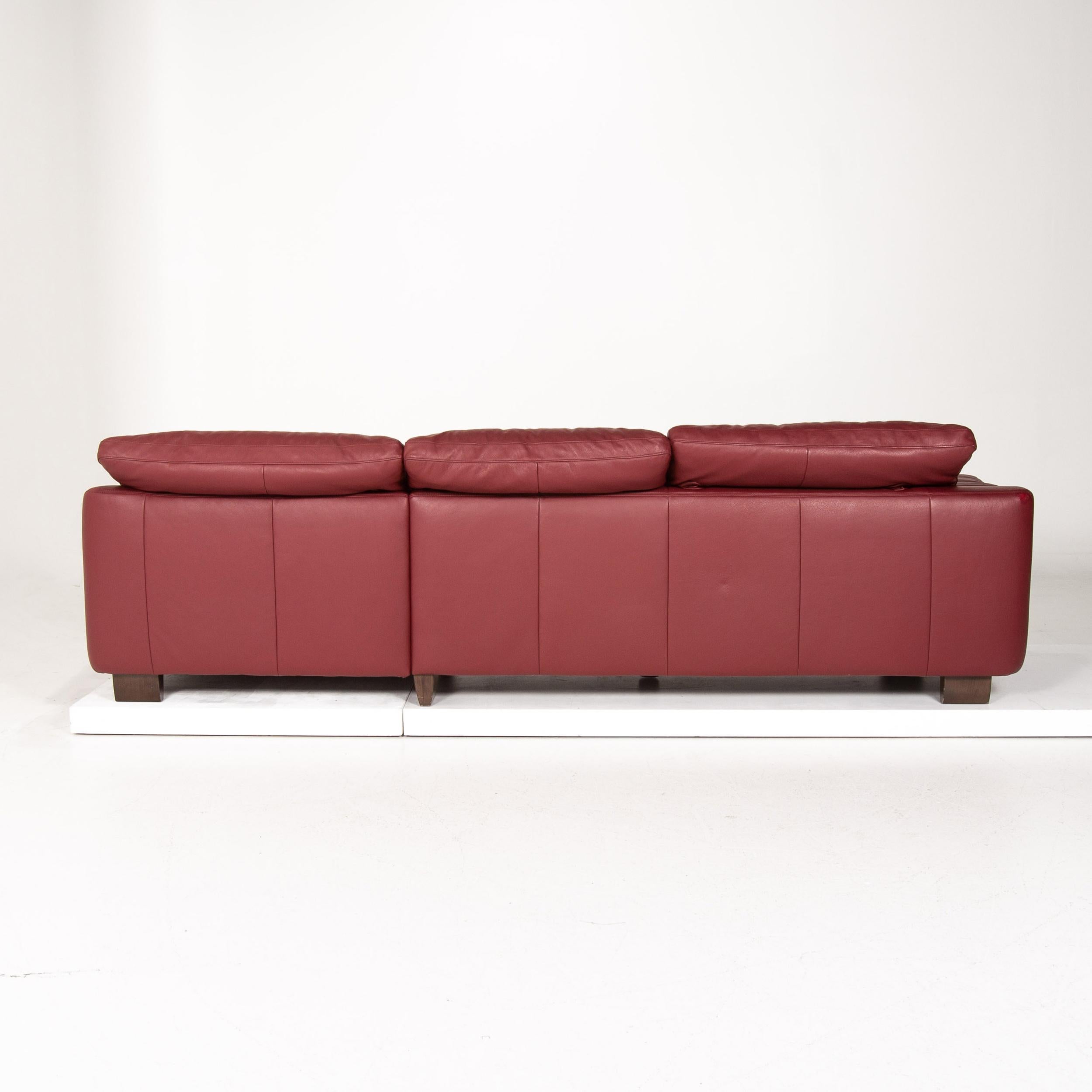 Musterring Leather Corner Sofa Red Dark Red Sofa Couch For Sale 3