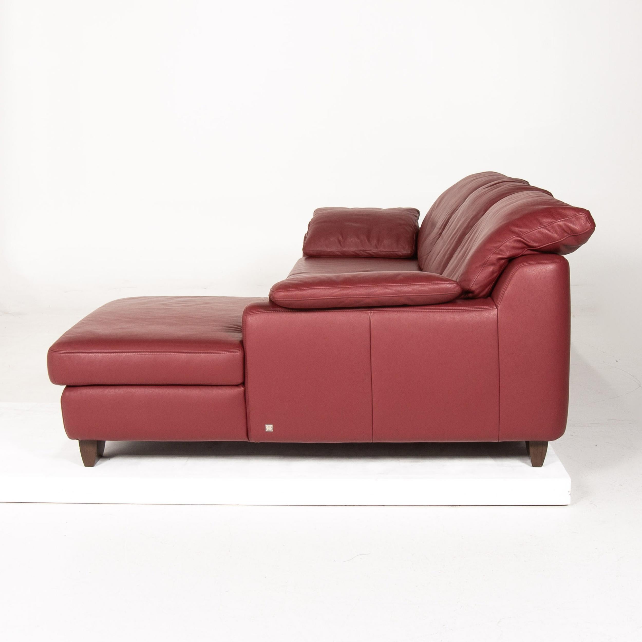 Musterring Leather Corner Sofa Red Dark Red Sofa Couch For Sale 4