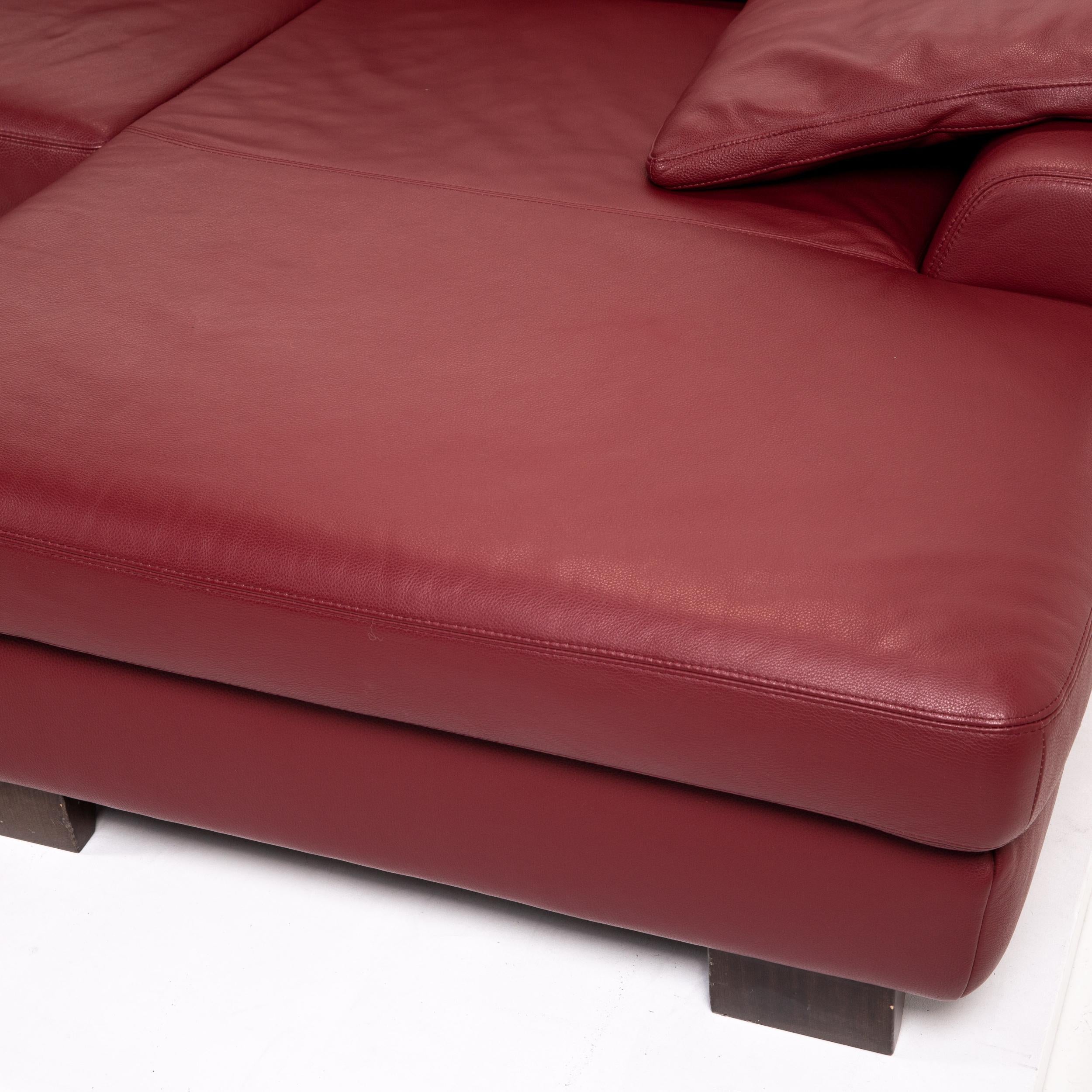 dark red leather couch