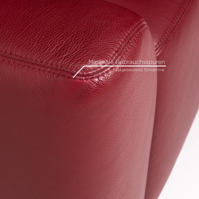 Musterring Leather Corner Sofa Red Dark Red Sofa Couch For Sale at 1stDibs
