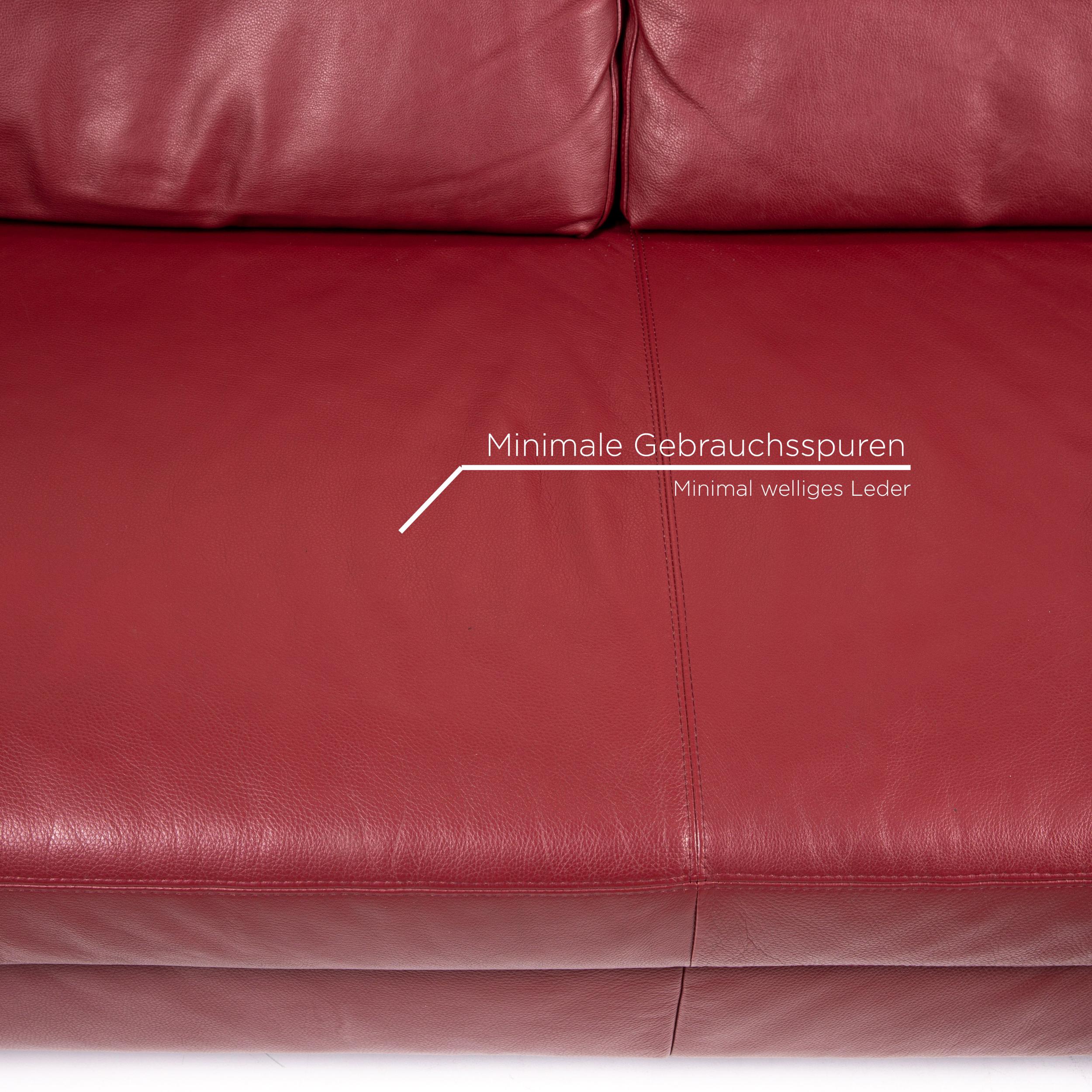 European Musterring Leather Corner Sofa Red Dark Red Sofa Couch For Sale