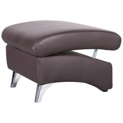 Musterring Leather Foot-Stool Brown Bench